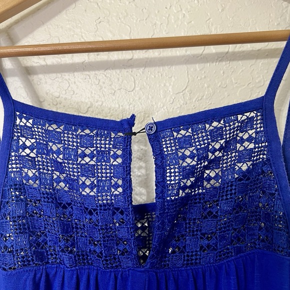 Old Navy Royal Blue Crochet Yoke Romper Shorts Jumpsuit Women's XXL - Picture 8 of 9
